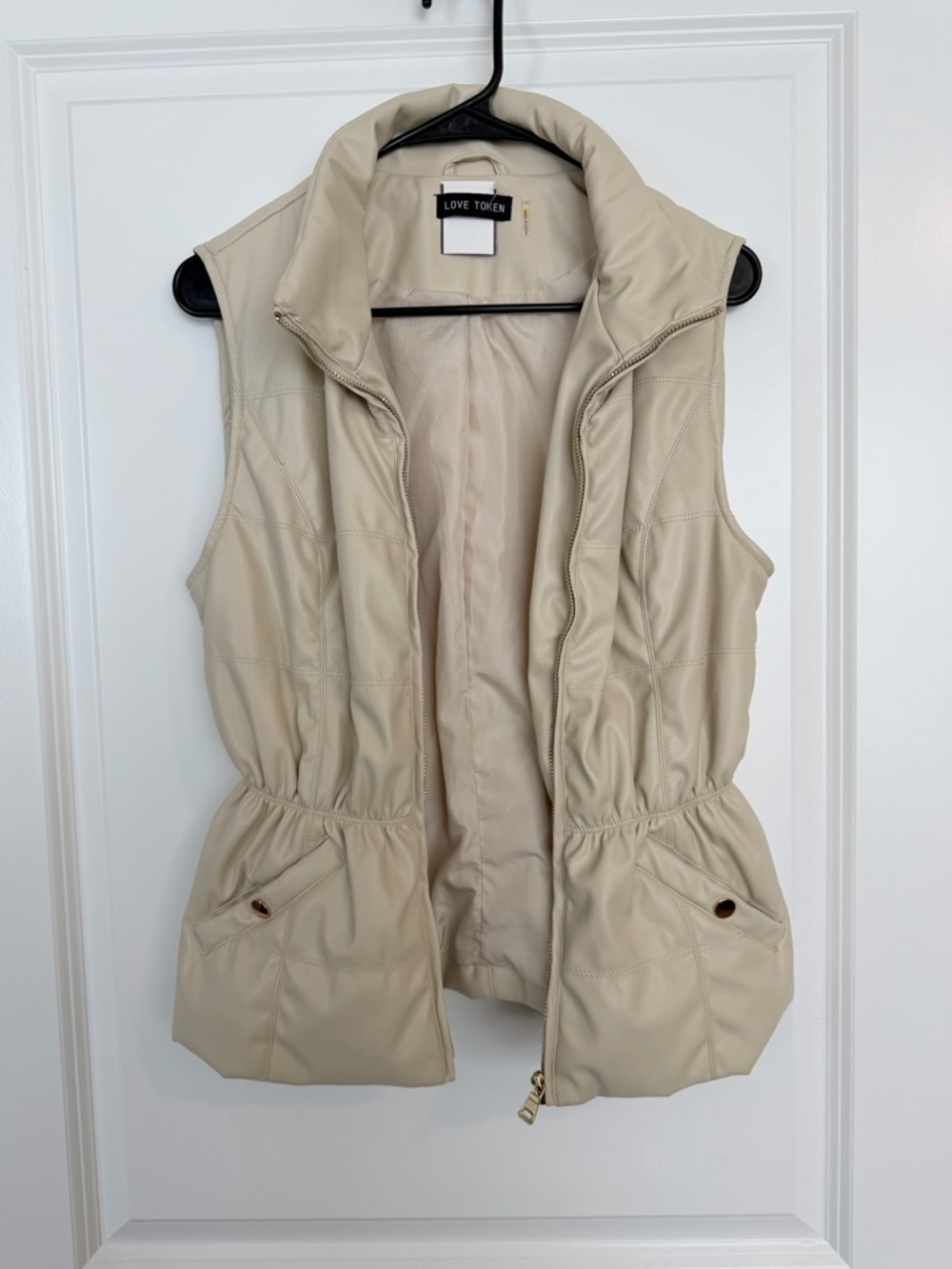 Love Token Cream Quilted Puffer Vest